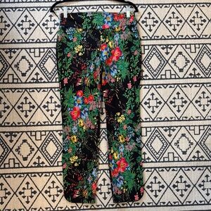 Soft Surroundings Black Floral-Print Pants